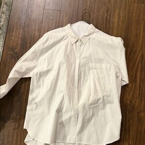LOFT Women’s Oversized White Casual Button Down Shirt